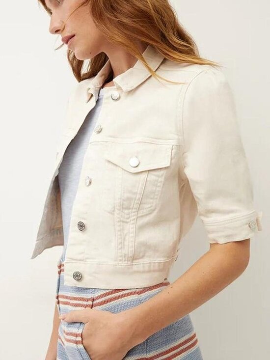 Veronica Beard Jackets & Blazers - Veronica Beard Cropped Cream Denim Jacket